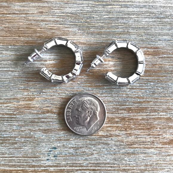 Small Hoops, Earrings with Stones- NWT - Picture 5 of 6